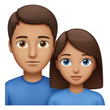 couple homme cheveux raide châtains et yeux bleu et femme cheveux raide chatains et yeux marron sticker
