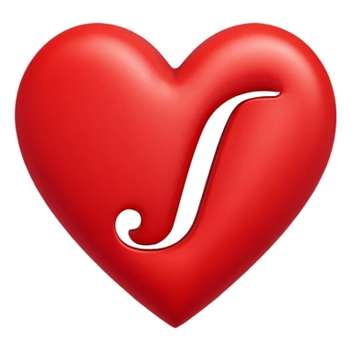Cursive J initial in read heart sticker