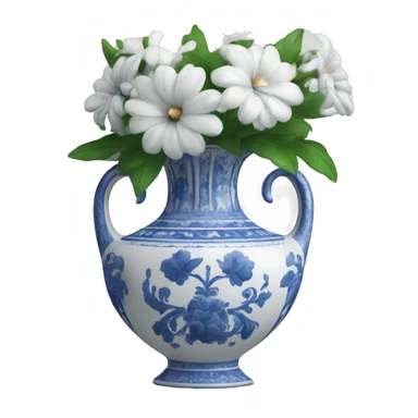 blue and white vase sticker