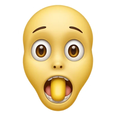 surprised emoji with a yellow bone in its mouth sticker