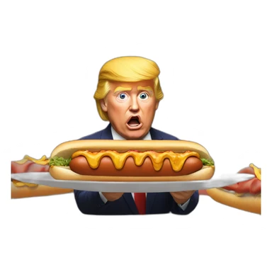 Donald trump eating a giant hotdog sticker