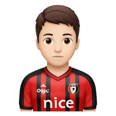 Supporter de L’ogc Nice. Maillot de foot rouge et noir (bandes) logo Kappa. Et logo de L’ogc Nice original. sticker