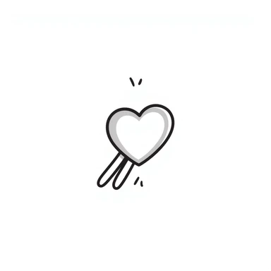 heart-shaped paper clip, hand-drawn doodle style sticker