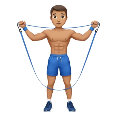 fit man with blue shorts resistance bands exercises sticker