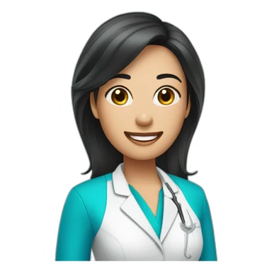 DENTISTA MUJER DE CABELLO NEGRO LARGO CON UNIFORME AZUL sticker