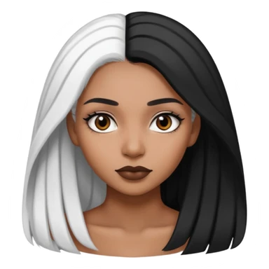 Beautiful black woman with split half black and white hair sticker