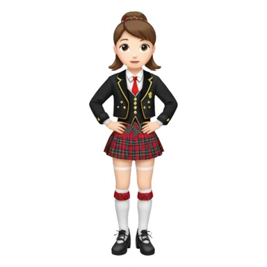 Highland dancing argyle just over the knee socks, blouse, highland dancing jacket, tartan miniskirt and highland dancing shoes sticker