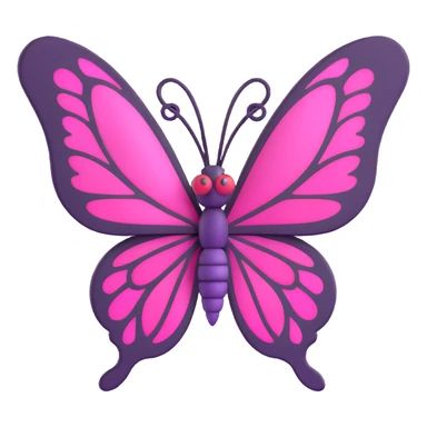 3D gothic butterfly with pink wings, dark and elegant sticker