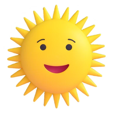 3D style sun, no facial features, no eyes, no mouth, no inner details, just a yellow circle and rays, completely neutral design, suitable for Discord role icon sticker