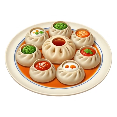 generate an ios genmoji of momos on a plate sticker