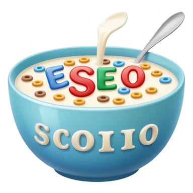 milk with letter cereals inside spelling SEO sticker