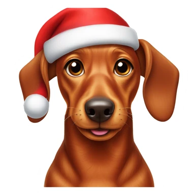 Red dachshund in Santa hat sticker