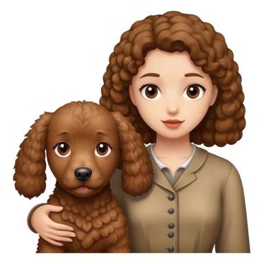 Brown Pudel dog and girl sticker