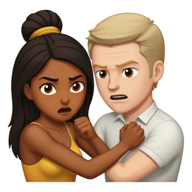Brown skin woman white man with dark hair tussling sticker