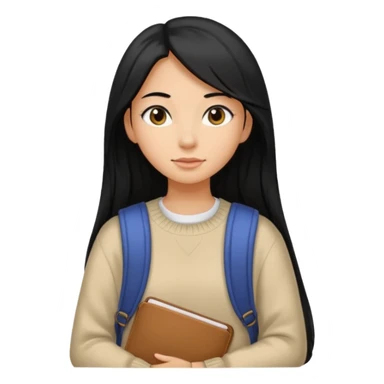 walk black long hair girl at university without backpack sticker