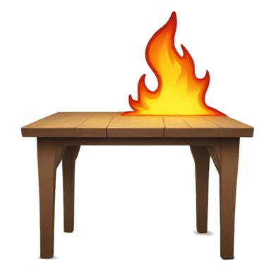 Broken table with angry fire sticker