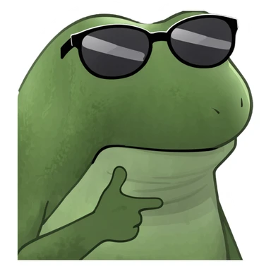 frog with sunglasses and a smug expression, meme style sticker