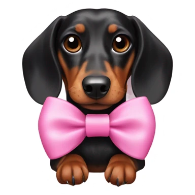 Black and brown dachshund wearing a pink bow on it’s head  sticker