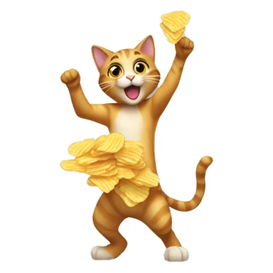 cat eating chips while dancing lol sticker
