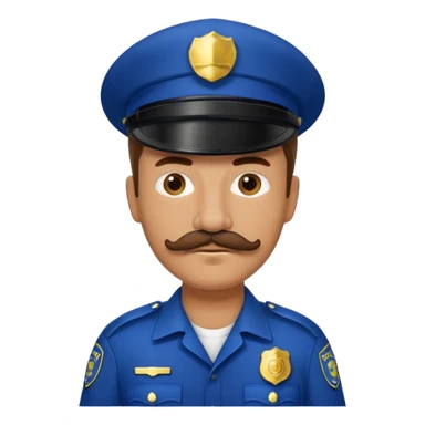 Male police officer, cap on, mustache, realistic portrait sticker