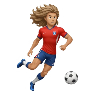 Long Haired Football Players, Footballer with flowing hair in jersey , full body sticker