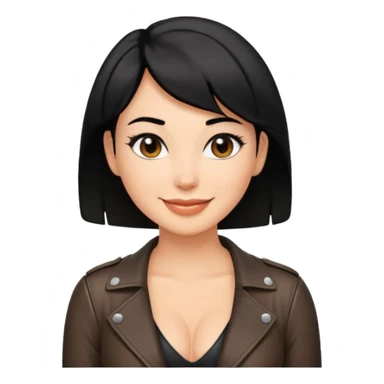 Woman in leather short hair cleavage dim sticker