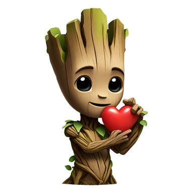 Groot holding a heart in his hands sticker