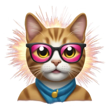 cat wearing 2025 glasses with fireworks  sticker