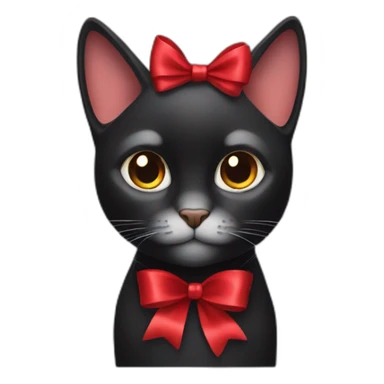 Black cat with red bow sticker