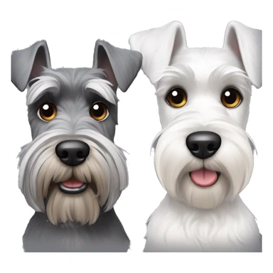 One big gray and dark eyed schnauzer with one small all white schnauzer  sticker