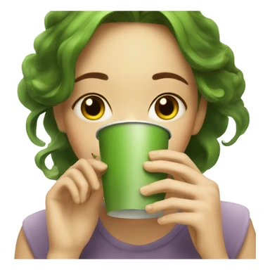 girl sipping matcha sticker