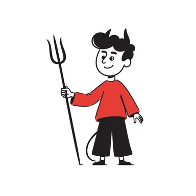 devil, black and white, hand drawn sticker