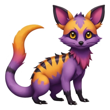 Rare warm-colored exotic cute epic aesthetic gothic colorful Salandit-Eevee-Civet-species-Fakemon-hybrid-creature, with markings, full body sticker