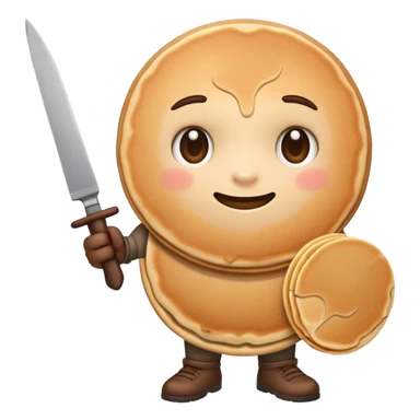 Assiette avec un pancake qui tiens un couteau dans une main sticker