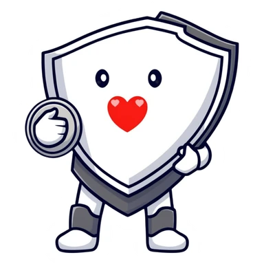 AI agent character with a shield and heart symbolizing protection and support for reporting child abuse sticker