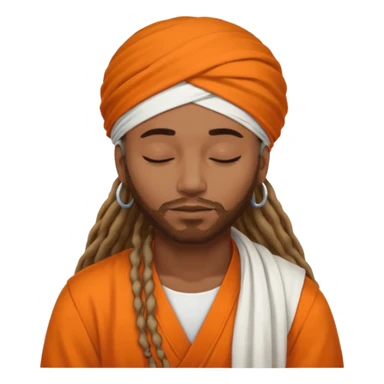 Brownskin man with long dreadlocks add a white turban on his head orange shirt sleeping sticker