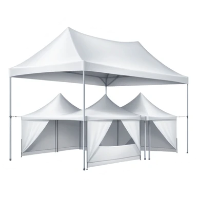 A cluster of three white canopy tents or pop-up tents sticker