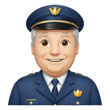 Older Male: gray hair at sides, slight wrinkles, wearing uniform, lightly obesity sticker