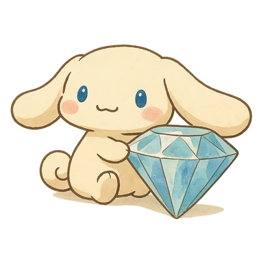ghibli style Cinnamoroll with a large diamond sticker