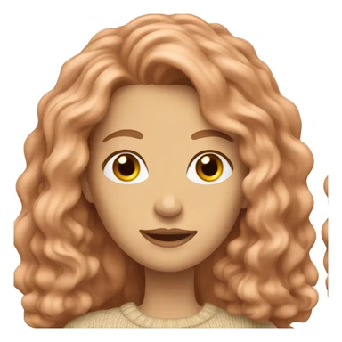 Caucasian Woman with long wavy copper hair wearing a beige sweater  sticker