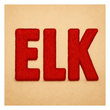 Remove all antlers and recolor the letters to a bold red. Maintain the block letter style with elk fur texture of the original image. sticker