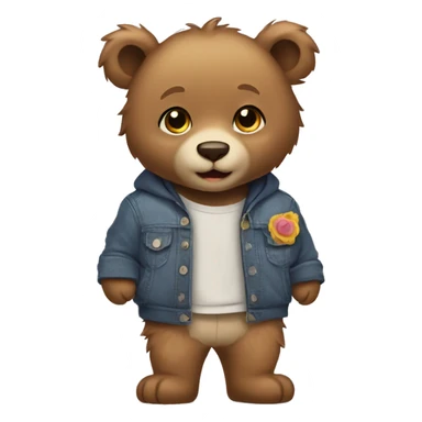Bear cub wearing clothes sticker