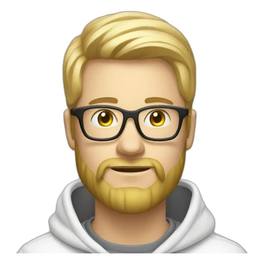 developer- beard-blond-with glasses-using-white-hoodie-at-computer-iridescent-light sticker