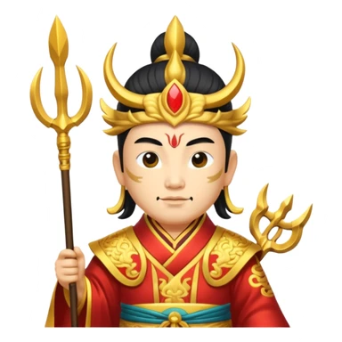chinese god with Poseidon trident sticker