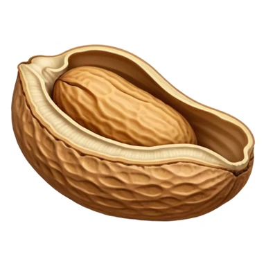 Generate a detailed image of a single peanut in its shell, showcasing its natural texture, ridges, and earthy brown color. The peanut should be well-lit, with soft shadows to enhance its three-dimensional appearance sticker