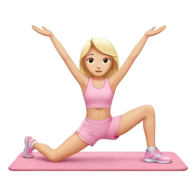 angelic blonde girl stretching in light pink gym sticker