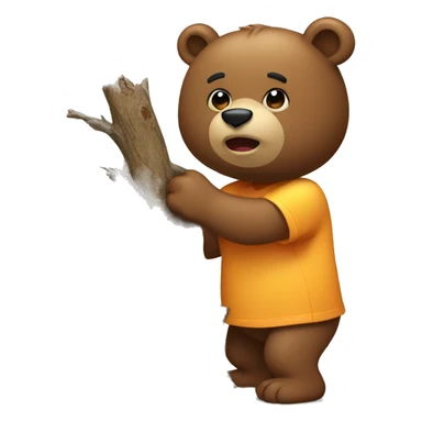 Bear chopping down a tree sticker