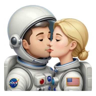 Male & female astronaut kissing sticker