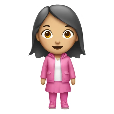 Asian woman forange air with pink rabit costume sticker