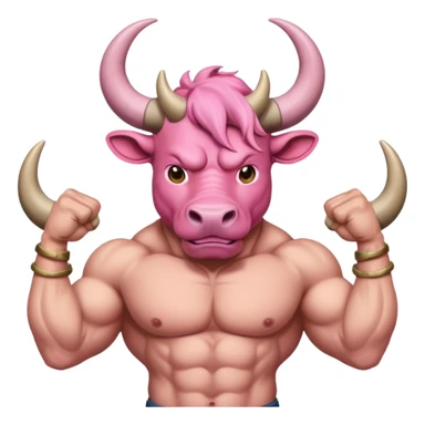 pink bull with shirt  sticker